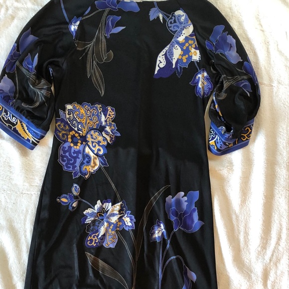 Elie Tahari Black Floral Print Dress - Picture 4 of 6